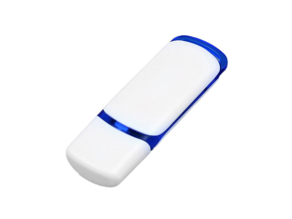 USB 2.0- флешка на 32 Гб с цветными вставками, белый/синий — изображение 3