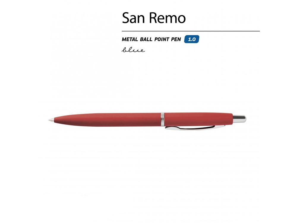Ручка металлическая шариковая «San Remo», софт тач, красный — изображение 2