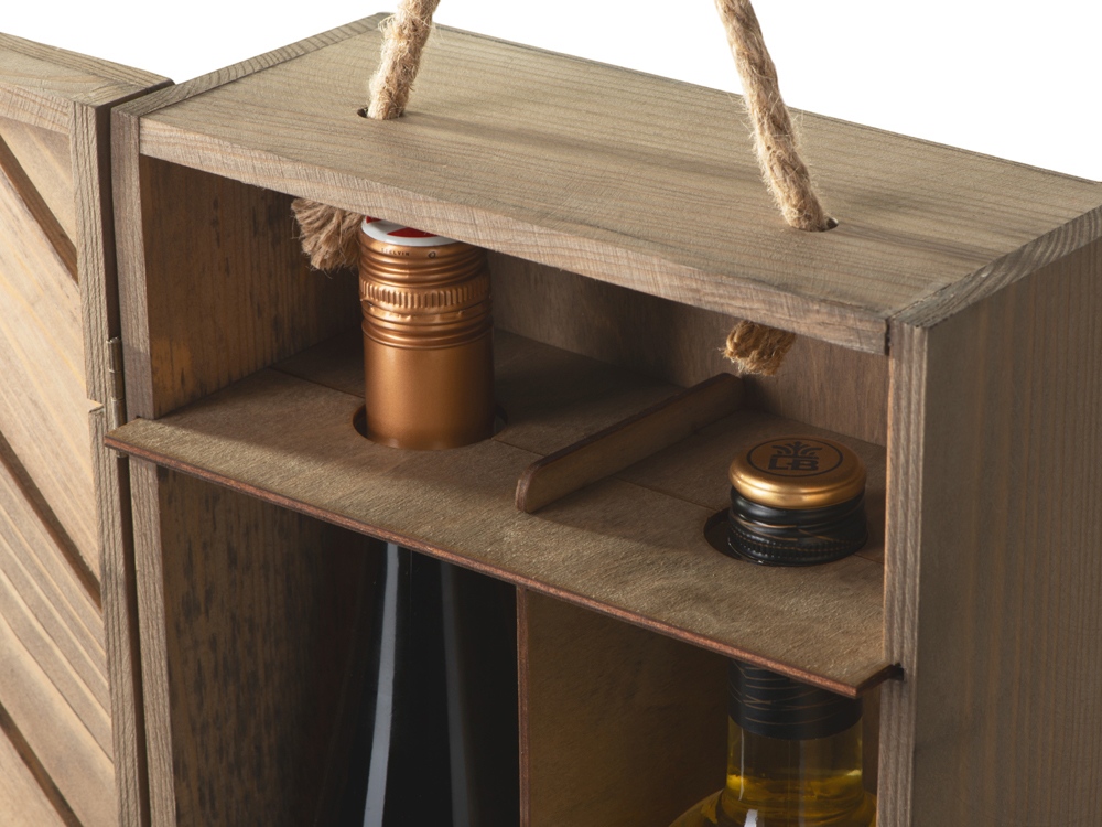 Коробка подарочная из массива дерева «Two-bottle box», натуральный — изображение 8