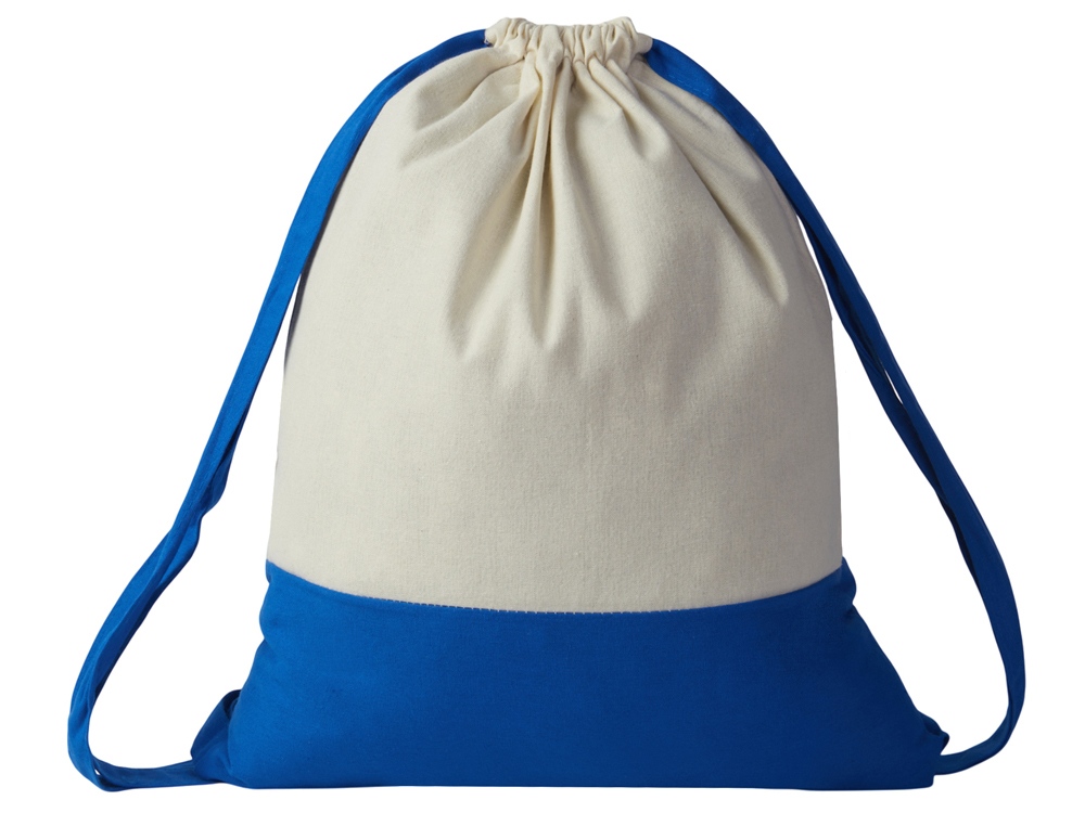Рюкзак-мешок Cotton из хлопка, 170 г/м2, натуральный/синий — изображение 3