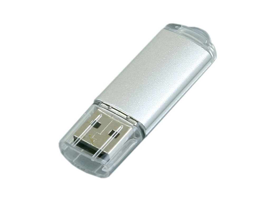 USB 2.0- флешка на 8 Гб с прозрачным колпачком, серебристый — изображение 3