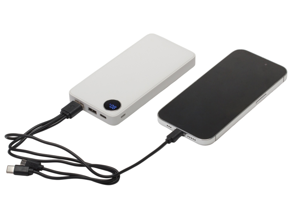 Внешний аккумулятор «Mild», soft-touch, 10 000 mAh, белый — изображение 2