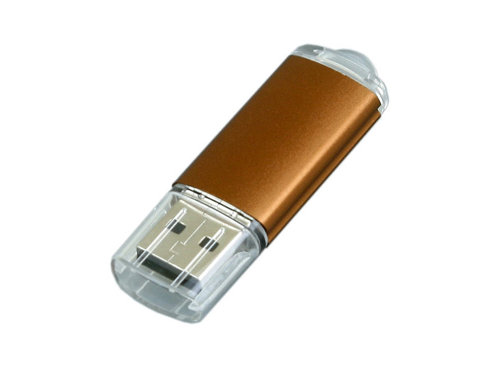 USB 2.0- флешка на 32 Гб с прозрачным колпачком, коричневый — изображение 3