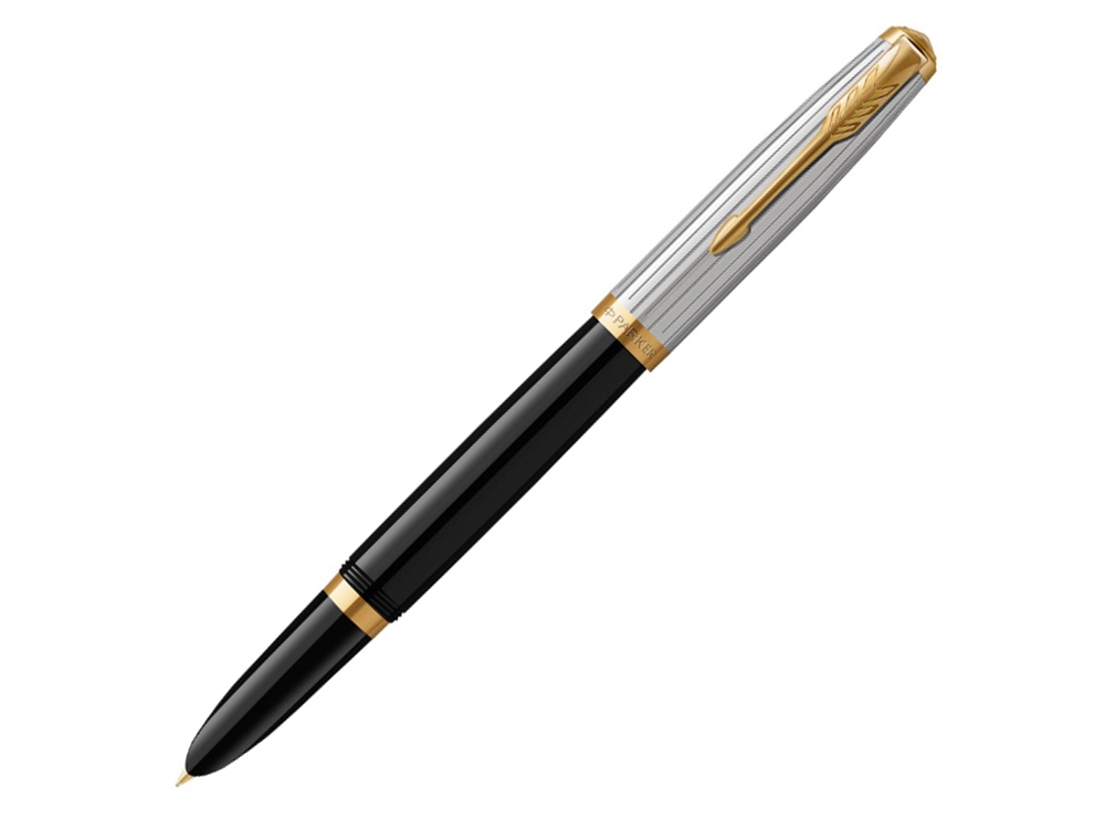 Ручка перьевая Parker 51 Premium, F/M, серебристый, черный, золотистый