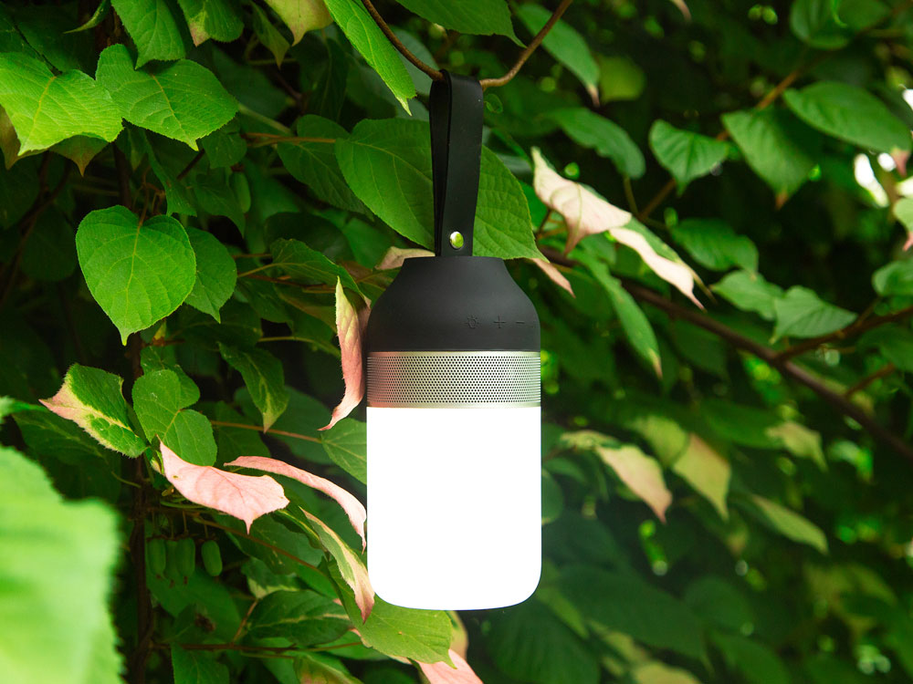 Беспроводная колонка «Lantern» со встроенным светильником, IPX4, черный/серебристый/белый
