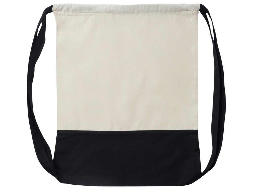 Рюкзак-мешок Cotton из хлопка, 170 г/м2, натуральный/черный — изображение 4