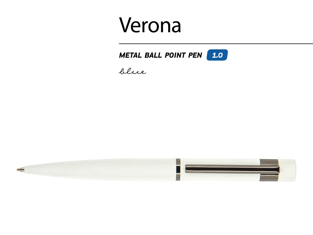 Ручка металлическая шариковая «Verona», белый — изображение 2