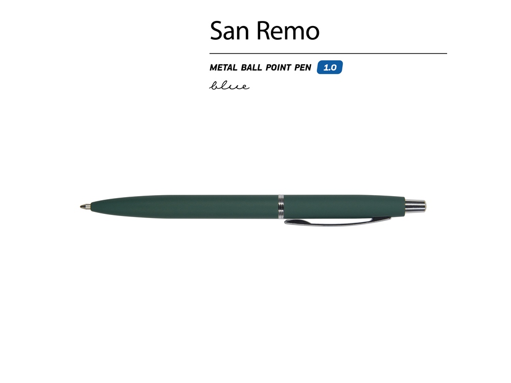 Ручка металлическая шариковая «San Remo», софт-тач, зеленый — изображение 2