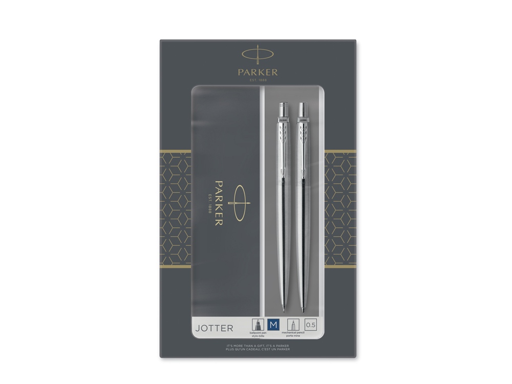 Набор Parker «Jotter Core Stainless Steel CT» ручка шариковая, карандаш механический, серебристый