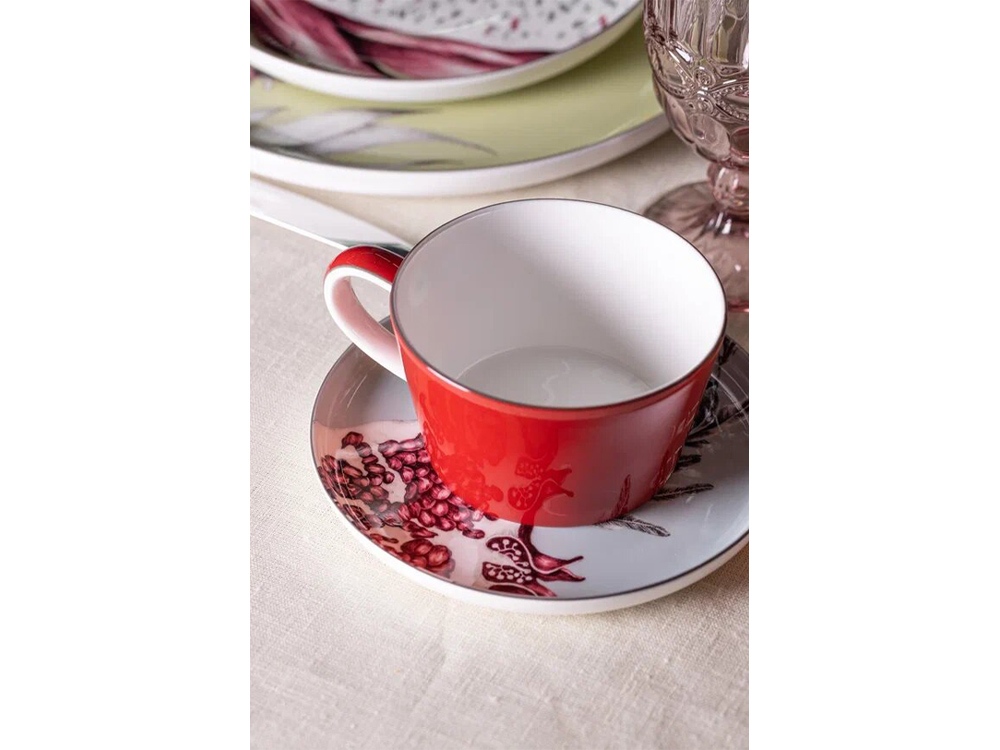 Набор чашка и блюдце «TEA SET 1 BLU», голубой/красный — изображение 7