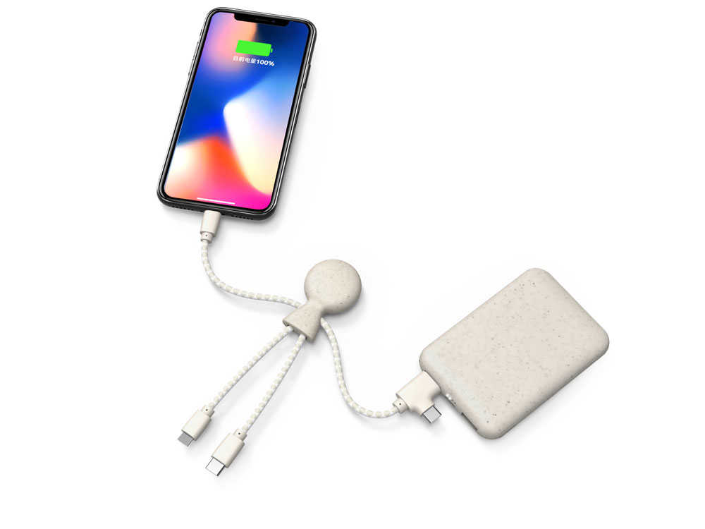 Внешний аккумулятор «BioPack» c кабелем «Mr. Bio», 5000 mAh, белый — изображение 4