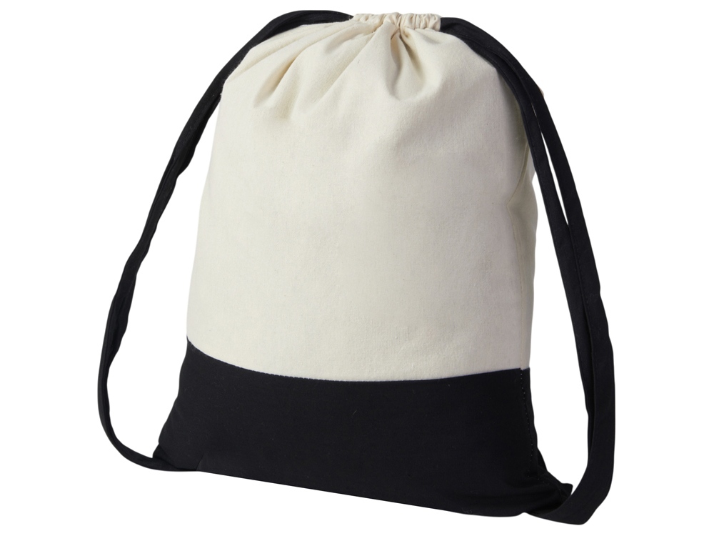Рюкзак-мешок Cotton из хлопка, 170 г/м2, натуральный/черный