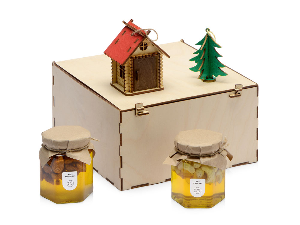 Подарочный набор «Decoration Deluxe» с двумя видами меда, натуральный, зеленый, красный