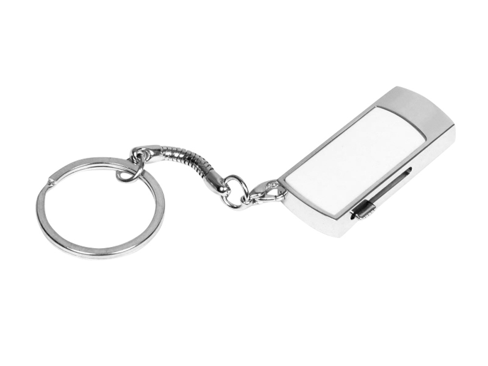 USB 2.0- флешка на 32 Гб с выдвижным механизмом и мини чипом, серебристый/белый