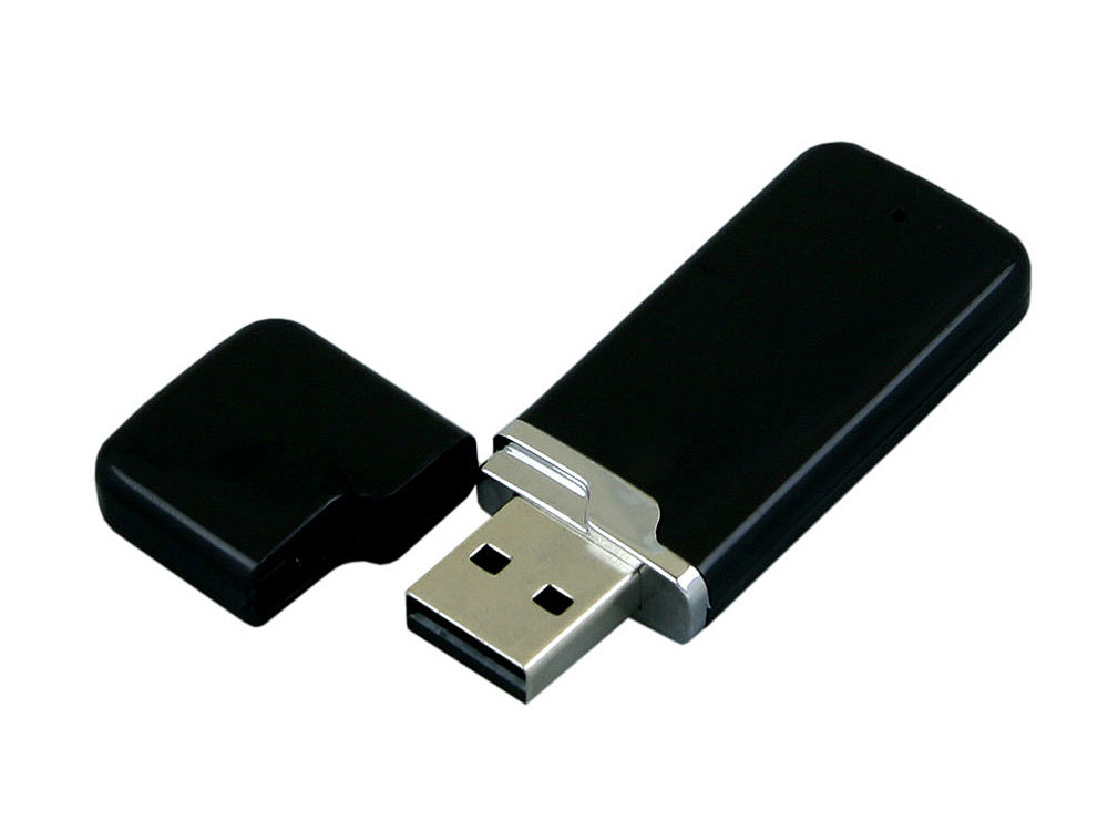 USB 2.0- флешка на 4 Гб с оригинальным колпачком, черный — изображение 2