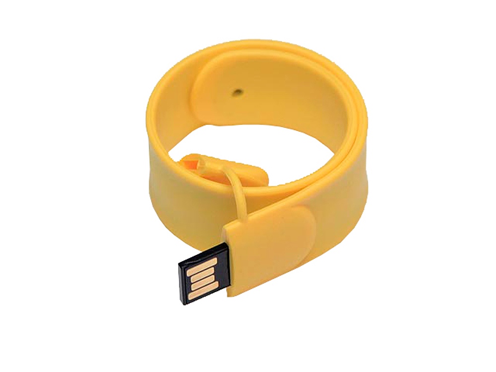 USB 2.0- флешка на 16 Гб в виде браслета, желтый — изображение 2