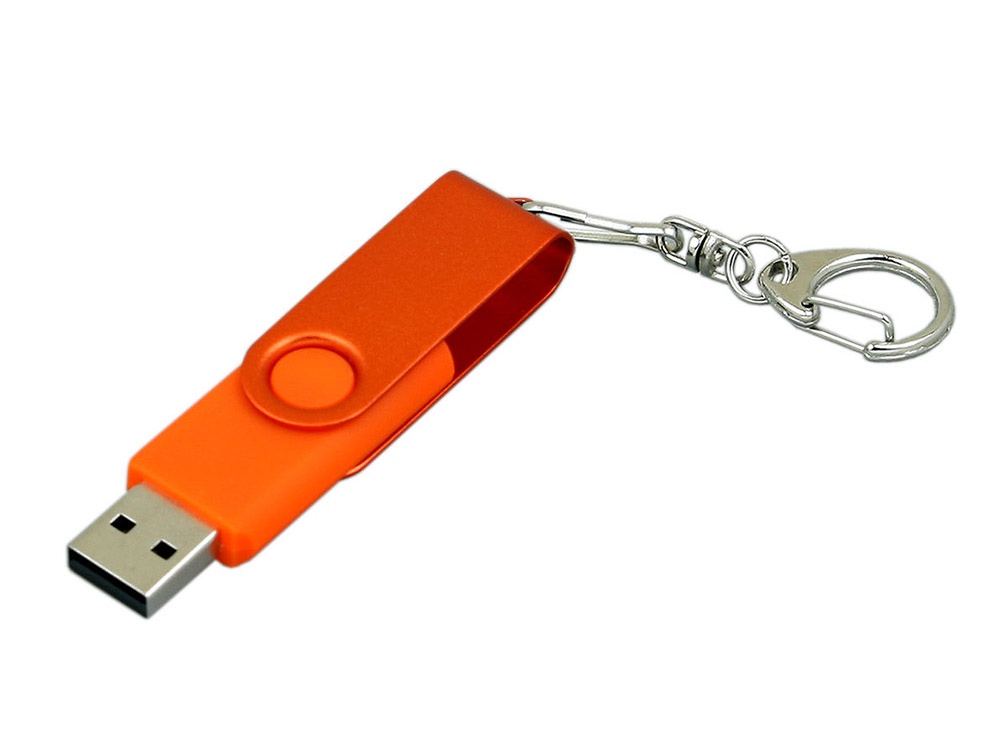 USB 2.0- флешка промо на 32 Гб с поворотным механизмом и однотонным металлическим клипом, оранжевый — изображение 2