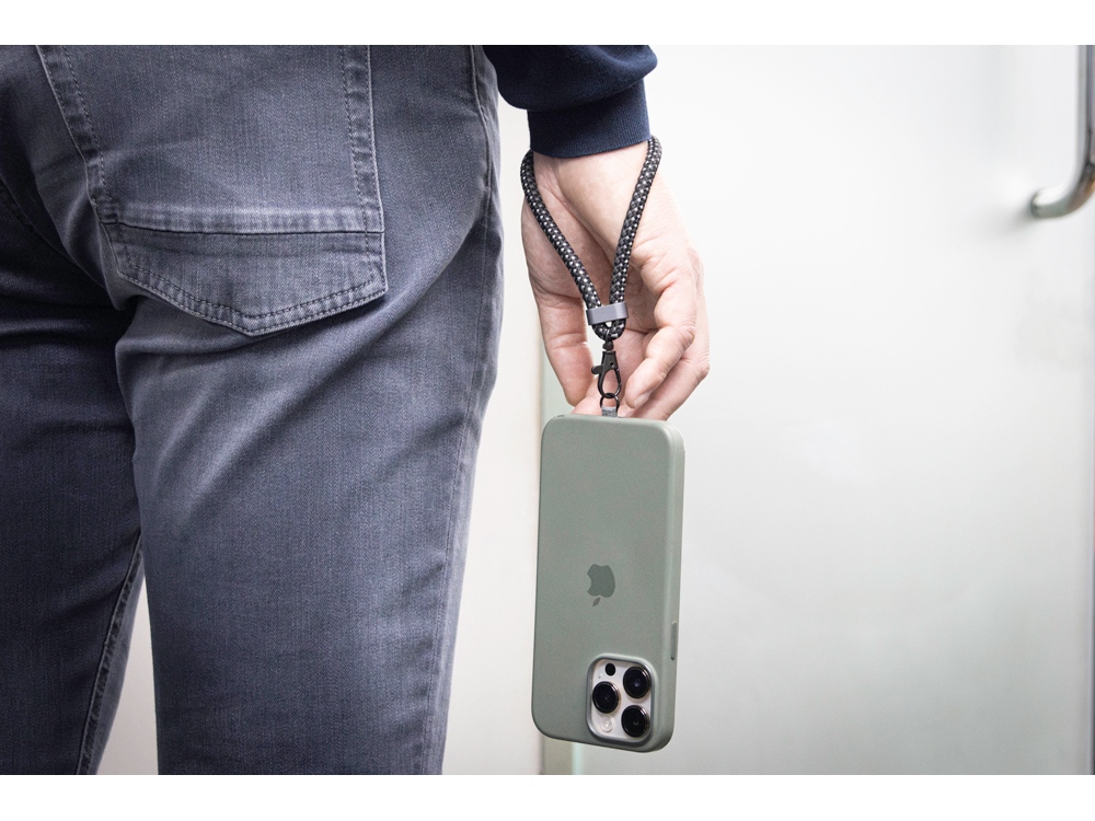 Ремешок-держатель для телефона с зарядным кабелем USB-C - USB-C «Lany Wristband Charge Eco», серый — изображение 18