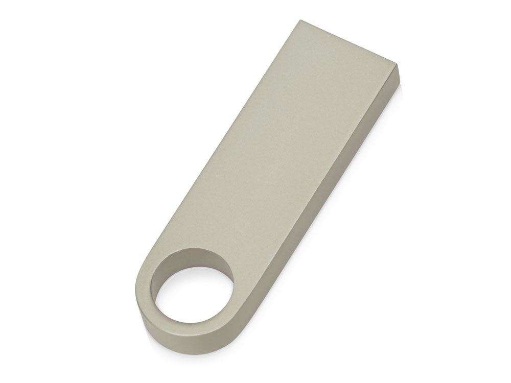 USB 2.0- флешка на 16 Гб с мини чипом, компактный дизайн с круглым отверстием, серебристый — изображение 2