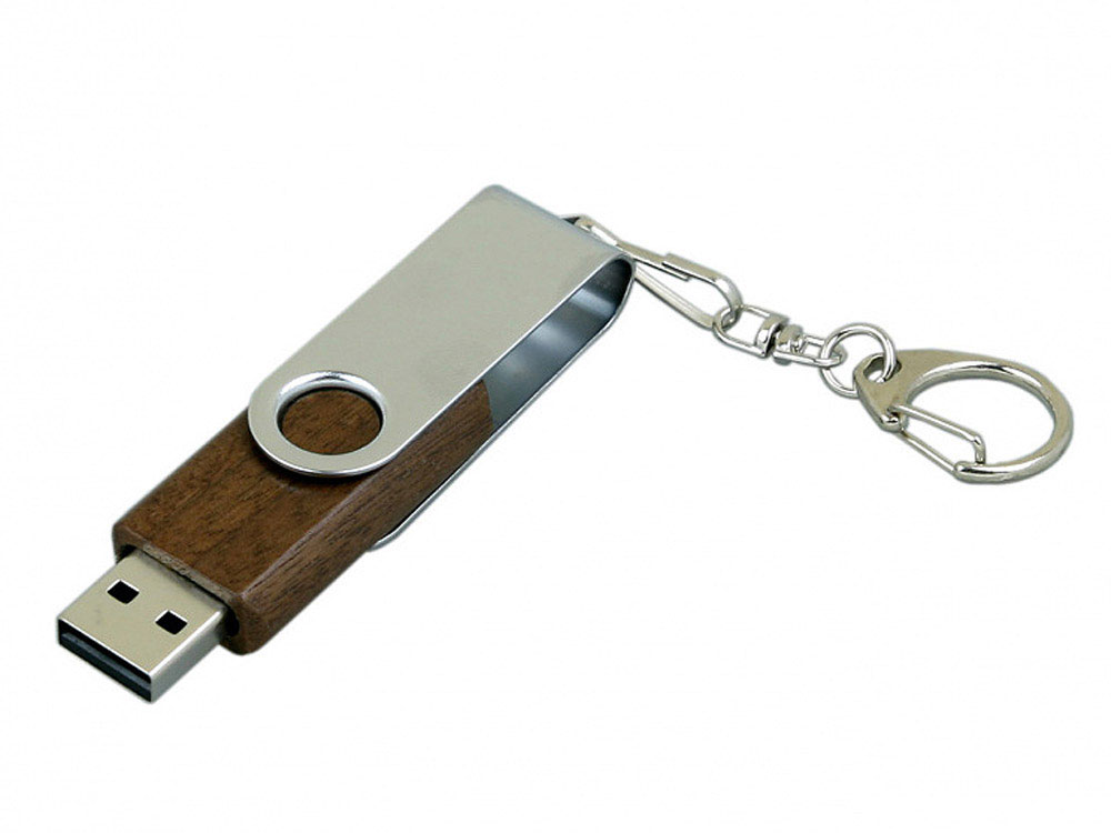 USB 2.0- флешка промо на 8 Гб с поворотным механизмом, коричневый/серебристый — изображение 2