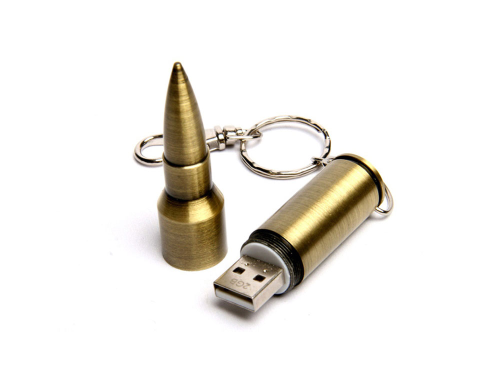 USB 2.0- флешка на 4 Гб в виде патрона от АК-47, бронзовый — изображение 2