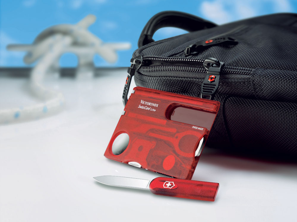 Швейцарская карточка «SwissCard Lite», 13 функций, полупрозрачный красный — изображение 5
