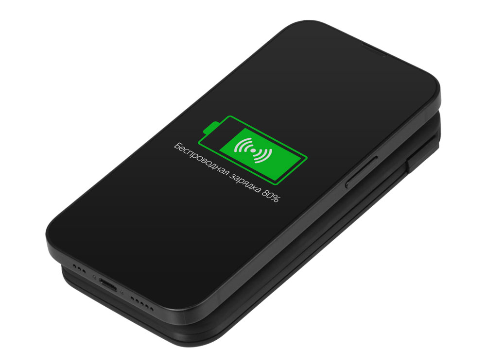 Внешний беспроводной аккумулятор с подсветкой лого «Astro», soft-touch, 10000 mAh, черный — изображение 3