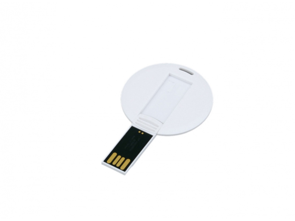 USB 2.0- флешка на 16 Гб в виде пластиковой карточки круглой формы, белый — изображение 2
