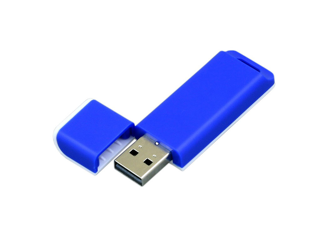 USB 2.0- флешка на 4 Гб с оригинальным двухцветным корпусом, синий/белый — изображение 2