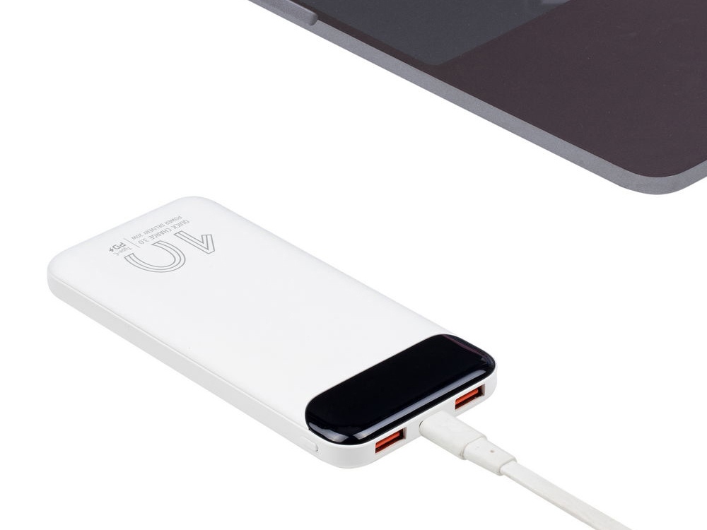 Внешний аккумулятор с дисплеем, 10000 mAh, белый — изображение 11