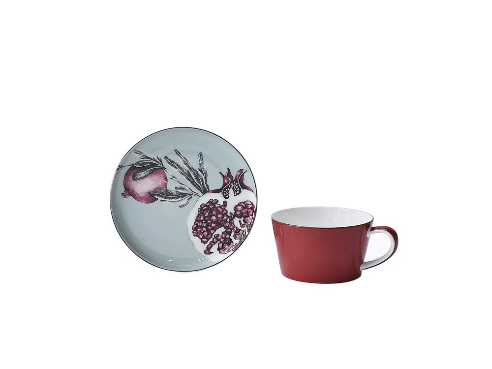 Набор чашка и блюдце «TEA SET 1 BLU», голубой/красный — изображение 2