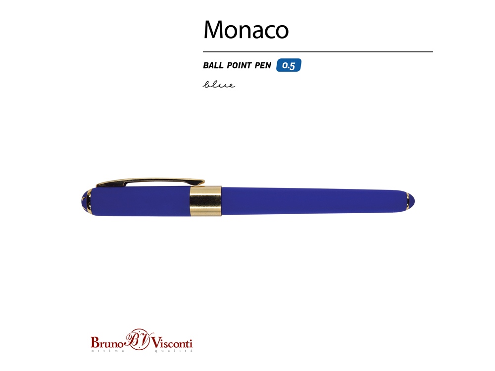 Ручка пластиковая шариковая «Monaco», сине-фиолетовый/золотистый — изображение 2