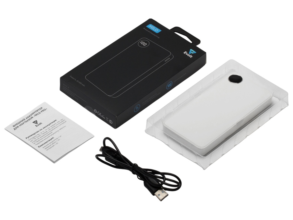 Внешний аккумулятор «Mild», soft-touch, 10 000 mAh, белый — изображение 9