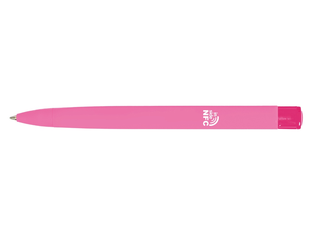 Ручка пластиковая шариковая трехгранная «Trinity K transparent Gum» soft-touch с чипом передачи информации NFC, розовый — изображение 2