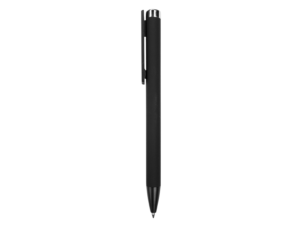 Ручка металлическая шариковая «Taper Metal» soft-touch, черный, серебристый — изображение 4