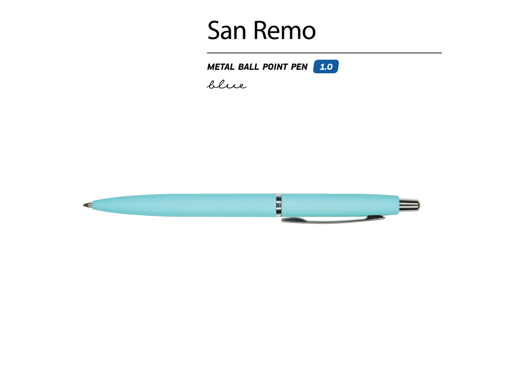Ручка металлическая шариковая «San Remo», софт-тач, голубой — изображение 2
