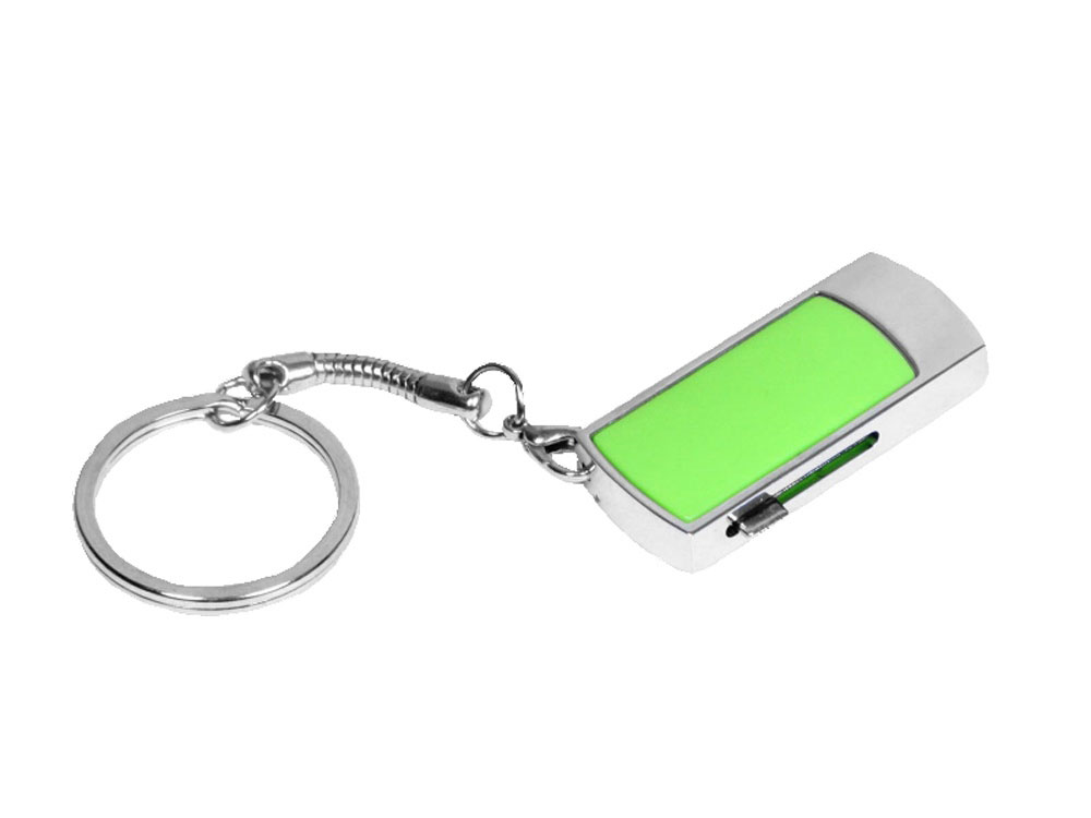 USB 2.0- флешка на 8 Гб с выдвижным механизмом и мини чипом, зеленый/серебристый