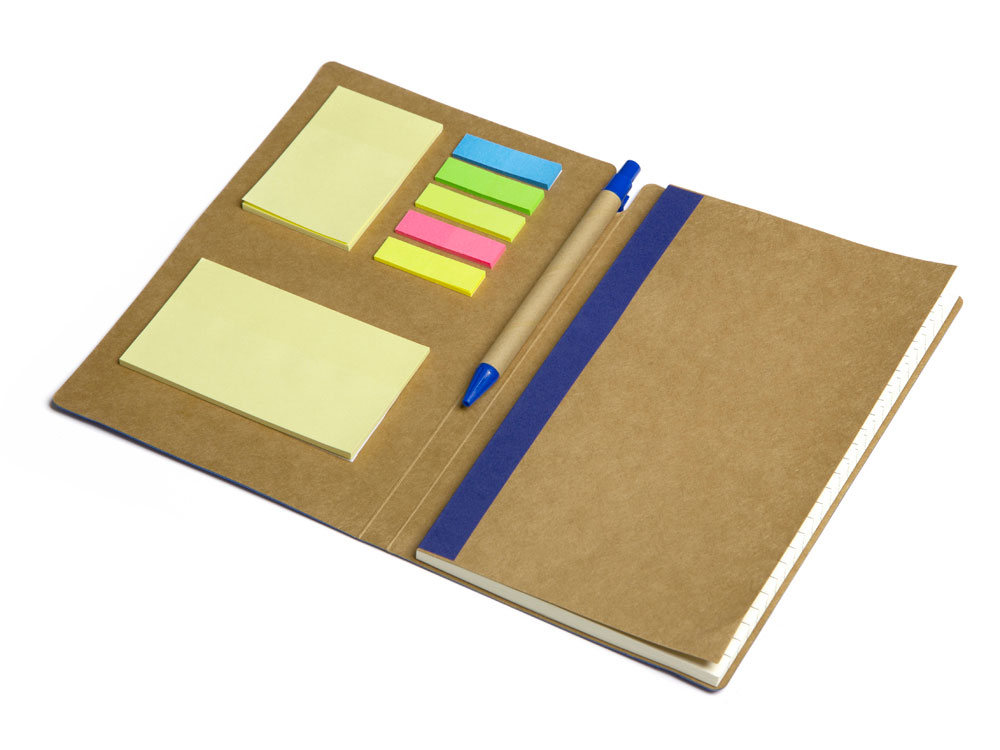 Блокнот А5 «Write and stick» с ручкой и набором стикеров, синий — изображение 2