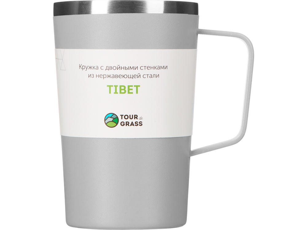 Стальная кружка с двойными стенками и порошковым покрытием «Tibet», серый — изображение 4