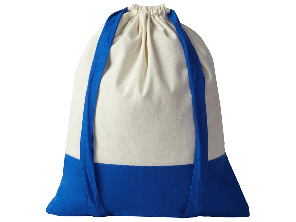 Рюкзак-мешок Cotton из хлопка, 170 г/м2, натуральный/синий — изображение 2