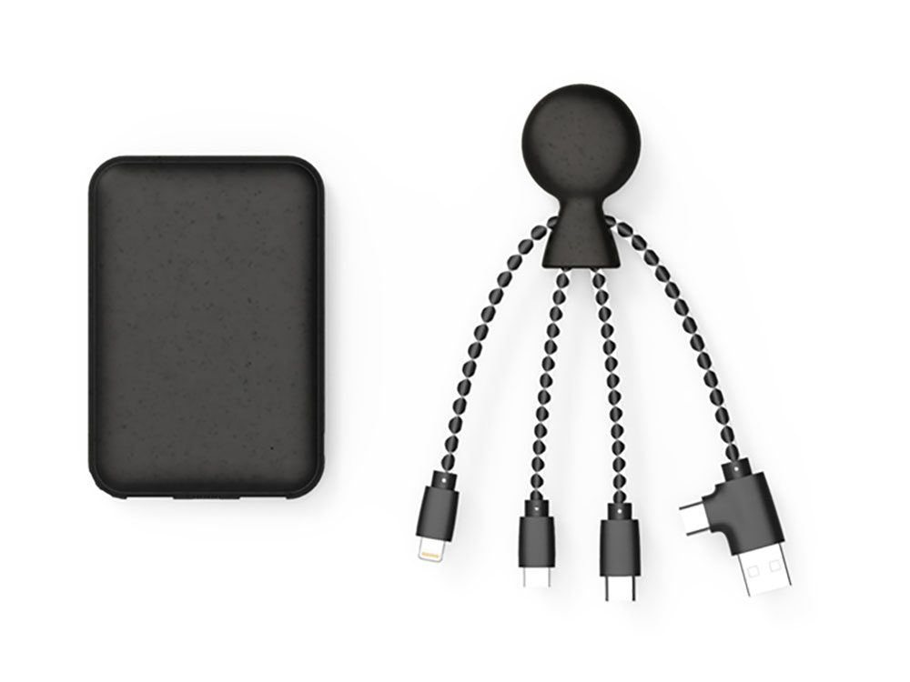 Внешний аккумулятор «BioPack» c кабелем «Mr. Bio», 5000 mAh, черный