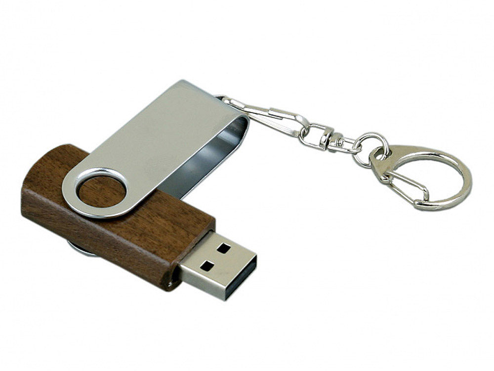 USB 3.0- флешка промо на 32 Гб с поворотным механизмом, коричневый/серебристый — изображение 3