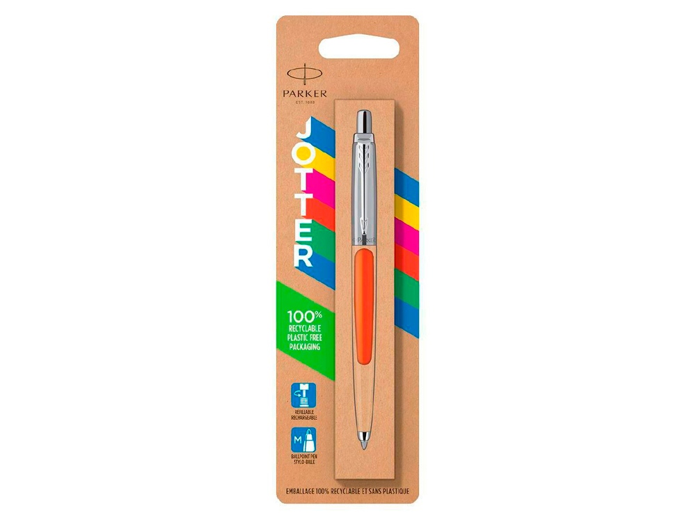 Ручка шариковая Parker Jotter Originals в эко-упаковке, оранжевый/серебристый — изображение 4