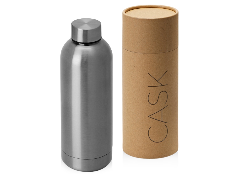 Вакуумная термобутылка с медной изоляцией «Cask», тубус, 500 мл, серебристый глянцевый