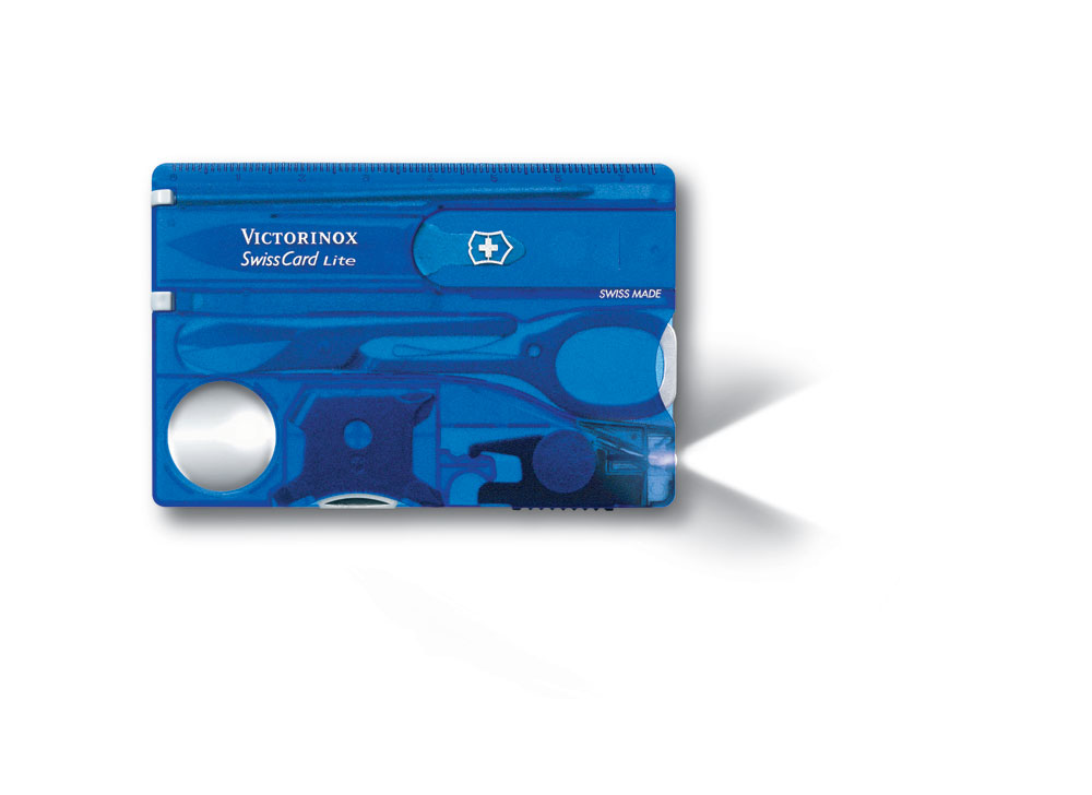 Швейцарская карточка «SwissCard Lite», 13 функций, полупрозрачный синий
