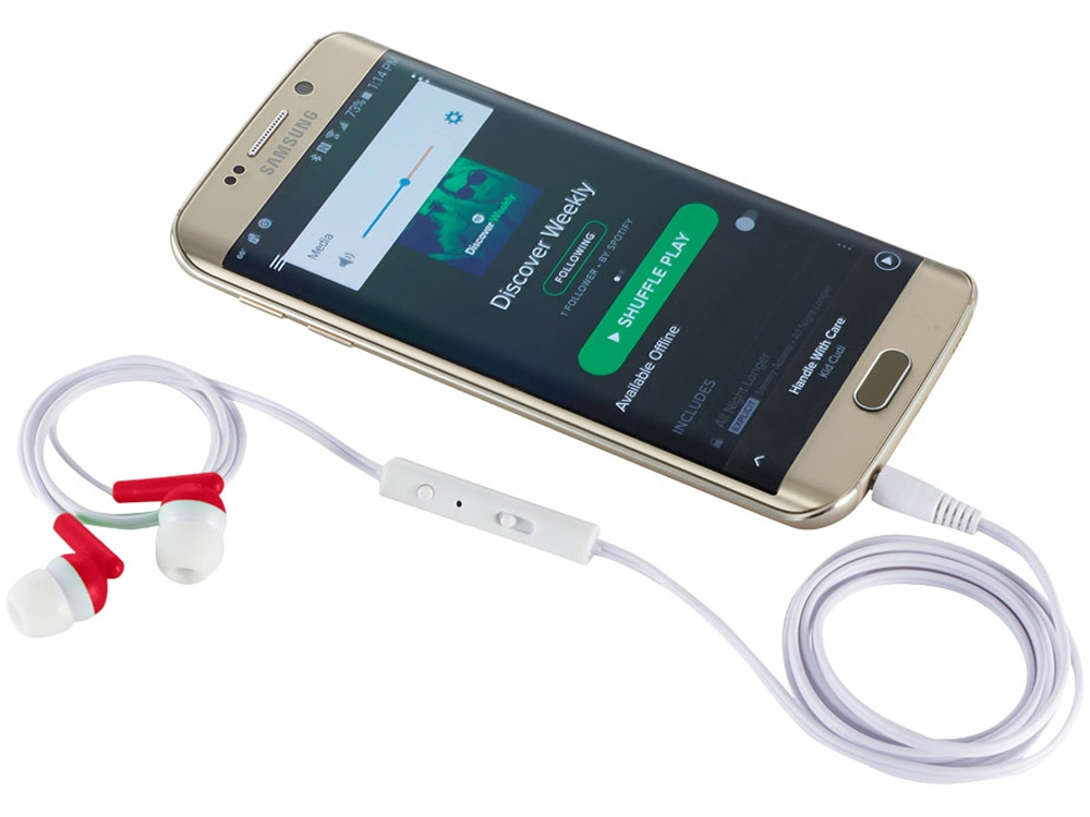 Наушники «Earbuds», красный/белый/серебристый — изображение 2