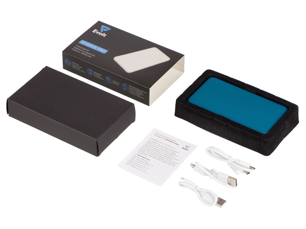 Внешний аккумулятор «Reserve Pro»,10 000 mAh, синий индиго — изображение 9