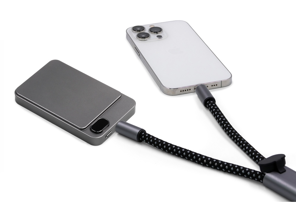 Ремешок-держатель для телефона с зарядным кабелем USB-C - USB-C «Lany Wristband Charge Eco», серый — изображение 3