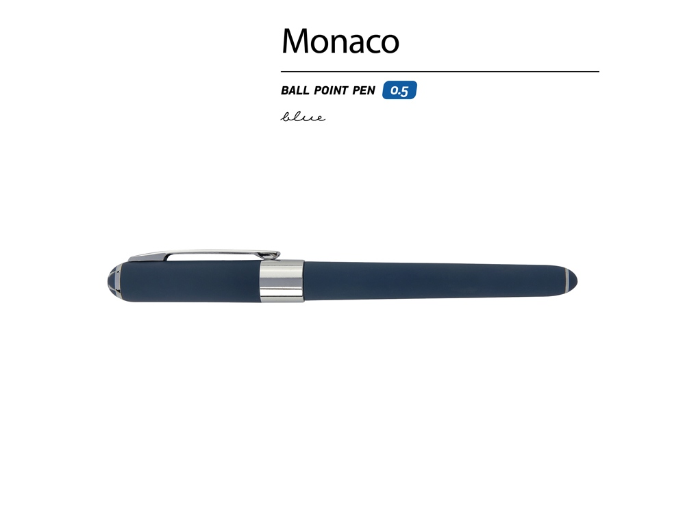 Ручка пластиковая шариковая «Monaco» софт-тач, синий нэйви — изображение 2