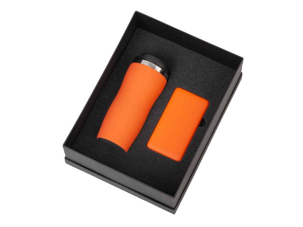 Подарочный набор "COLOR IT" c термокружкой и повербанком, оранжевый — изображение 2